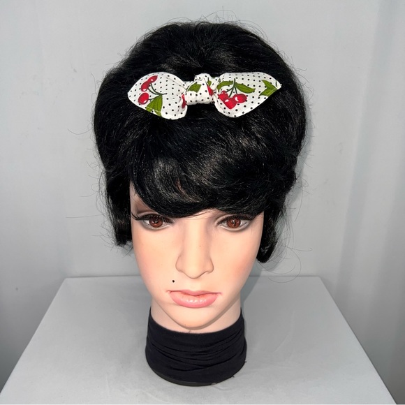 Cherries and Polka Dot Retro Bandana Knotted Hair Bow - Picture 2 of 11